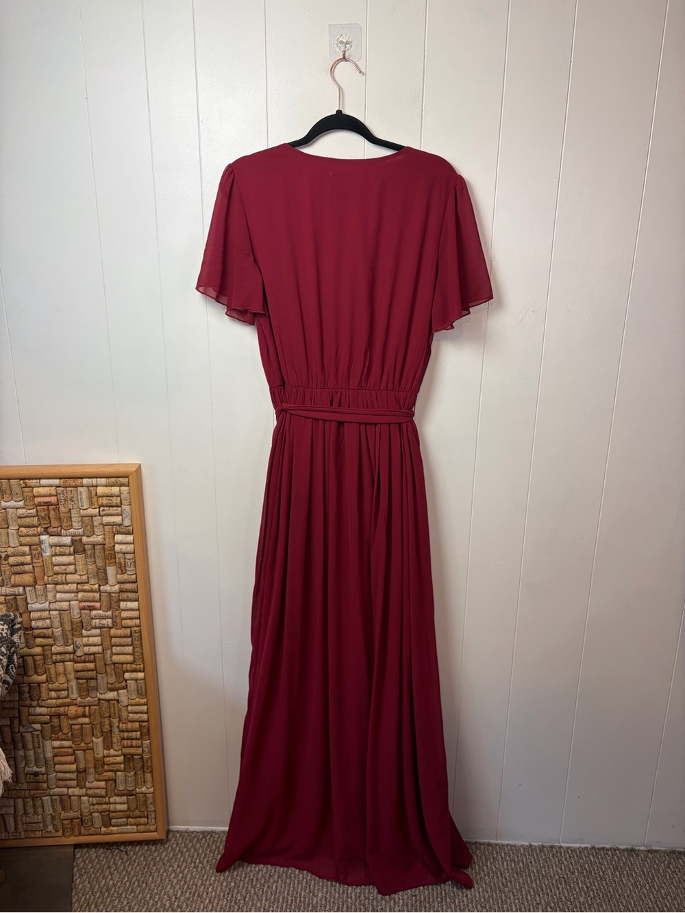 Baltic Born Kristina Chiffon Burgundy Red Maxi Women's Dress XL Wedding Guest - Picture 5 of 11